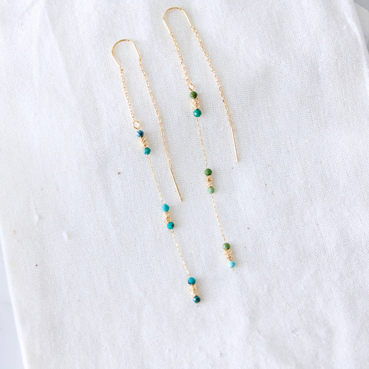 African Turquoise Beaded Treader Earrings