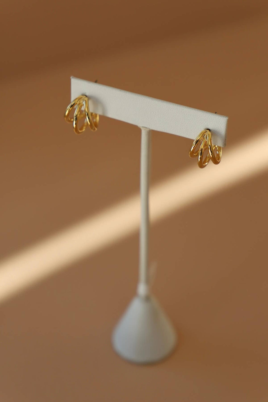 Gold Triple Hoop Studs