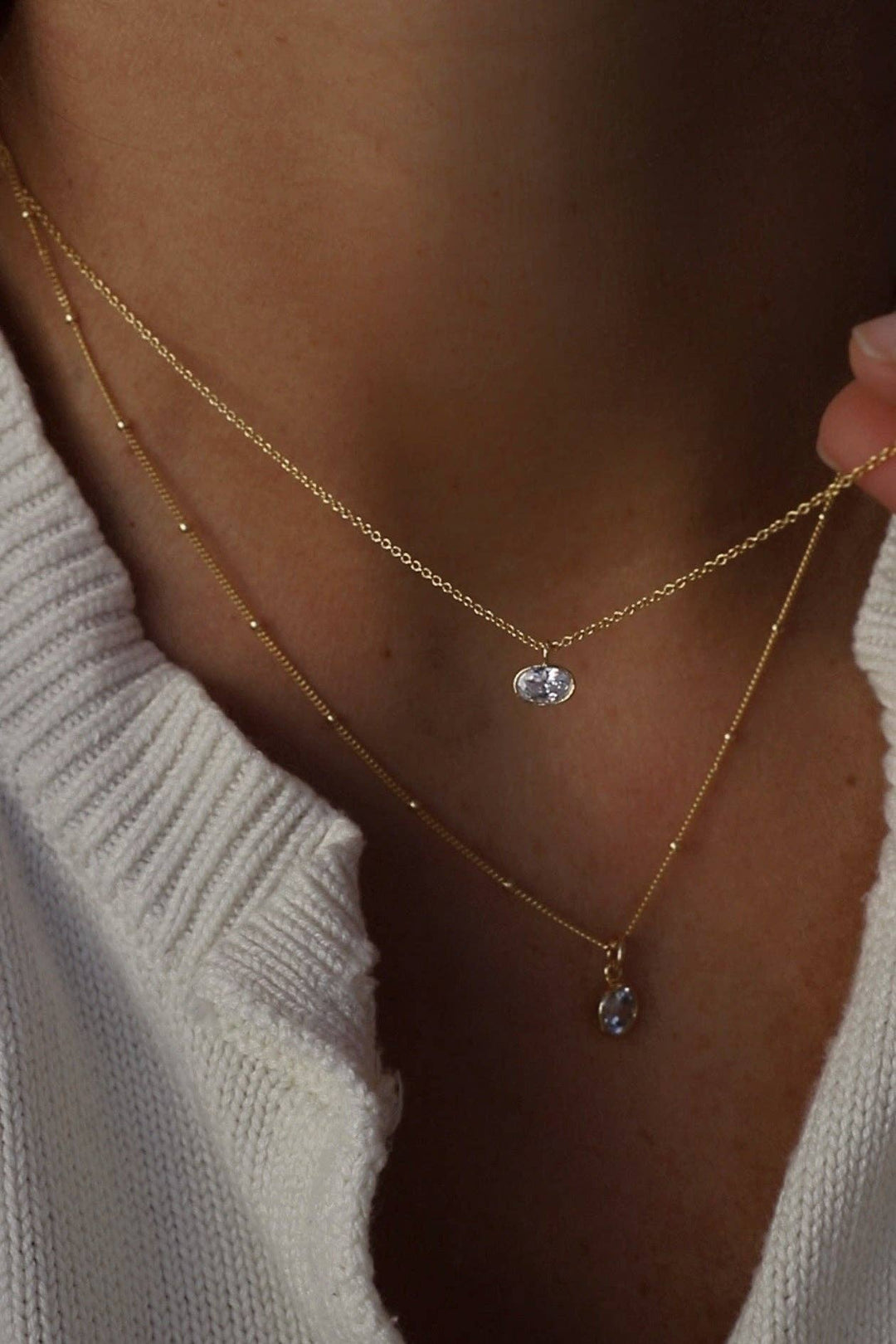 Shay Micro Bezel Necklace in Gold