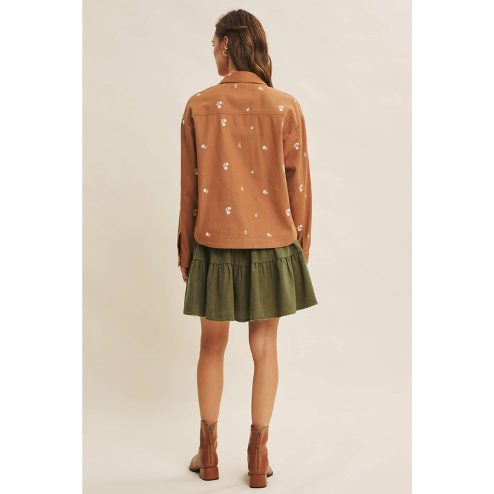 Embroidered Utility Jacket in Olive