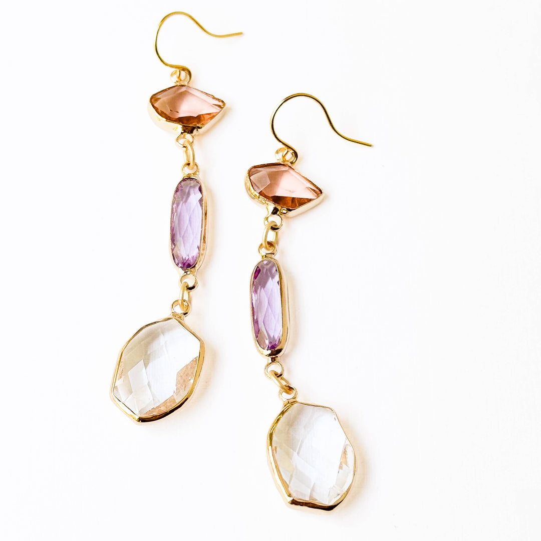 Colorful Faceted Glass Dangle Earrings
