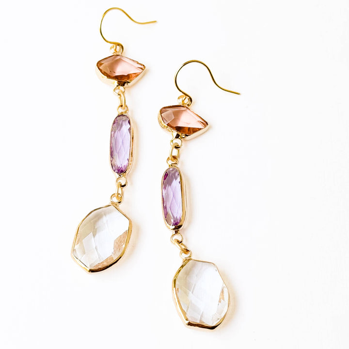Colorful Faceted Glass Dangle Earrings