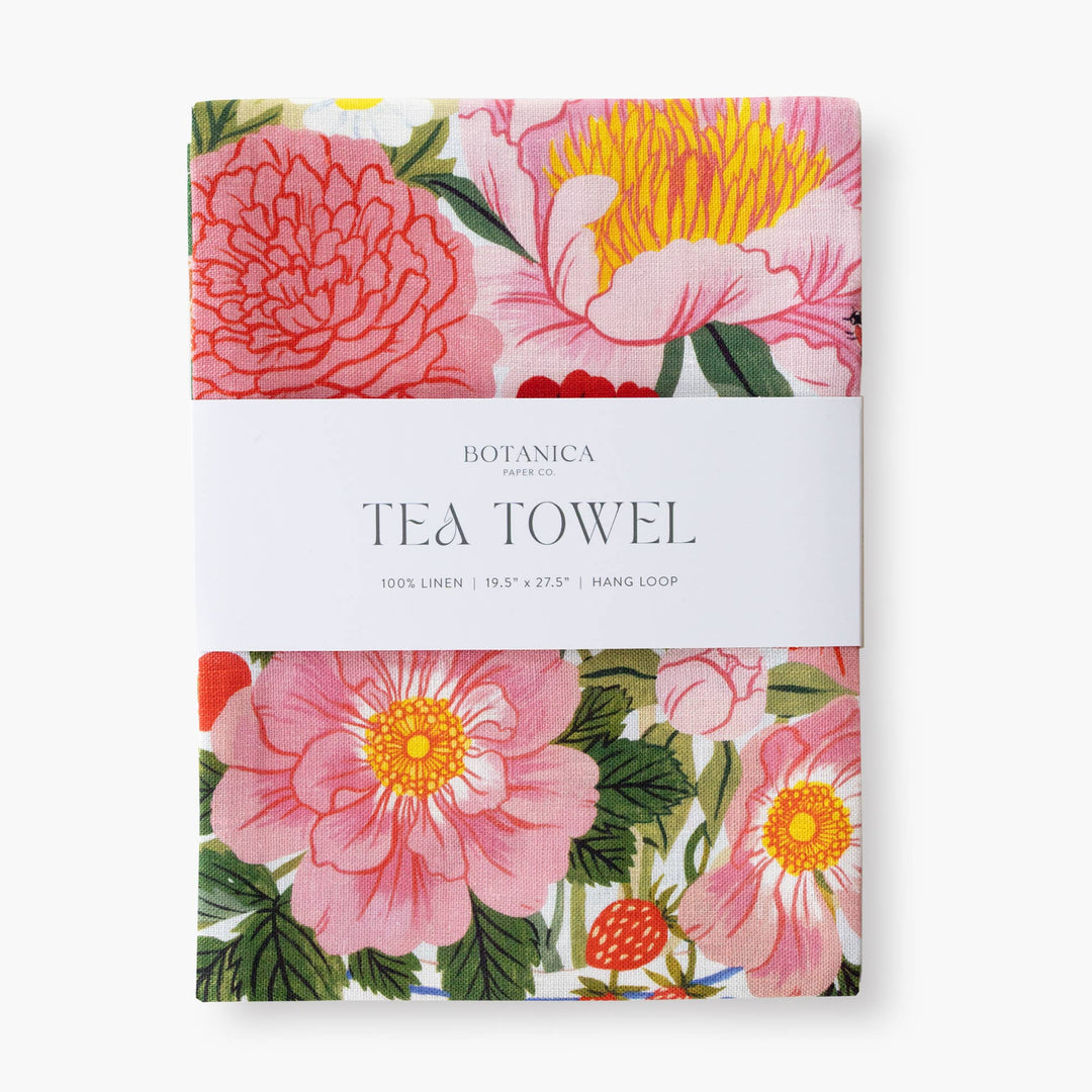 Garden Vase Linen Tea Towel