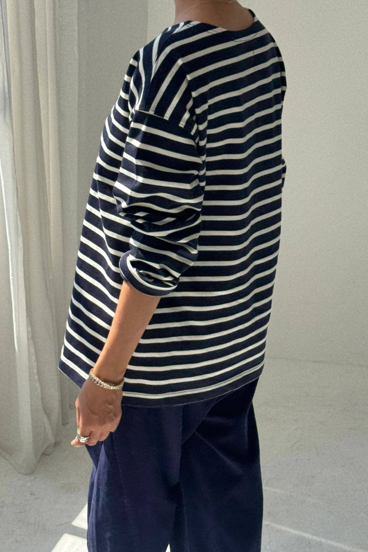 Marseille Top, White Stripe On Navy