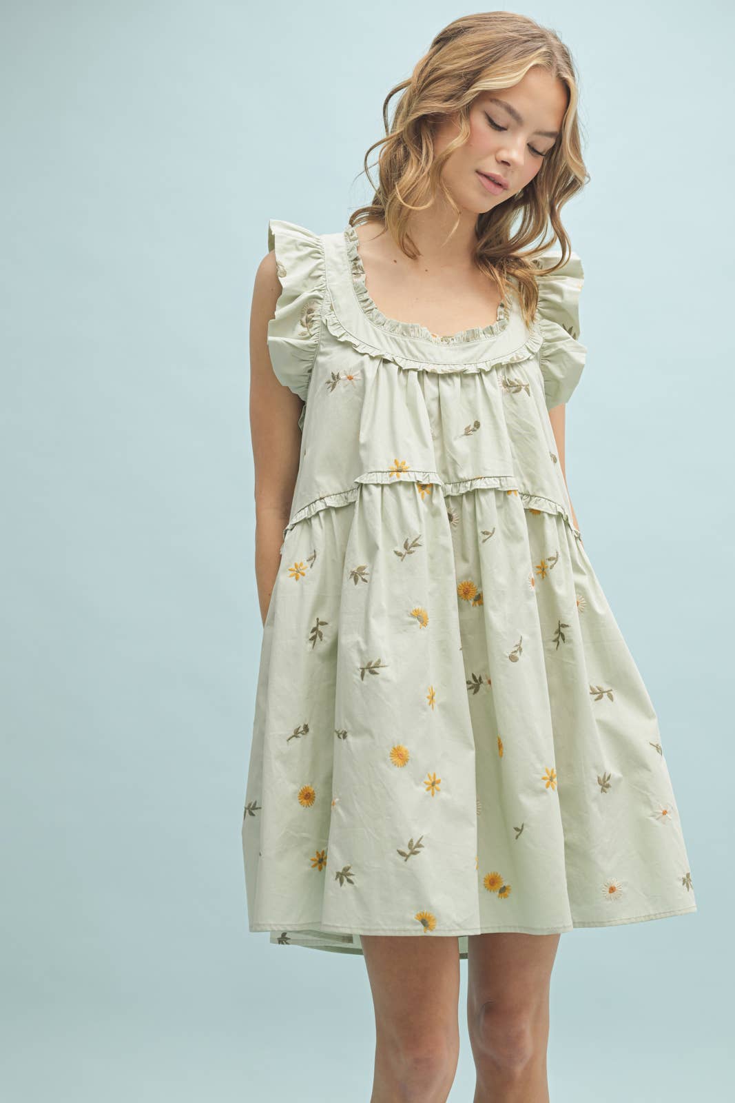 Floral Ruffle Mini Dress in Two Colors