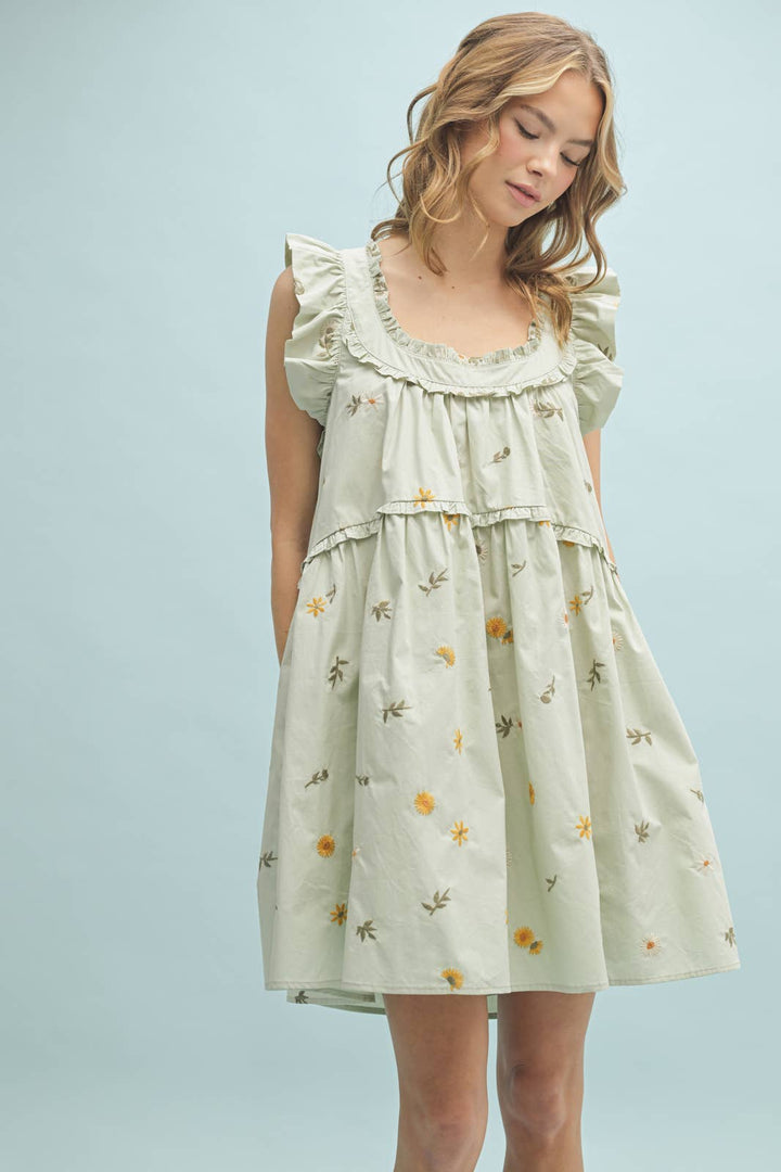 Floral Ruffle Mini Dress in Two Colors