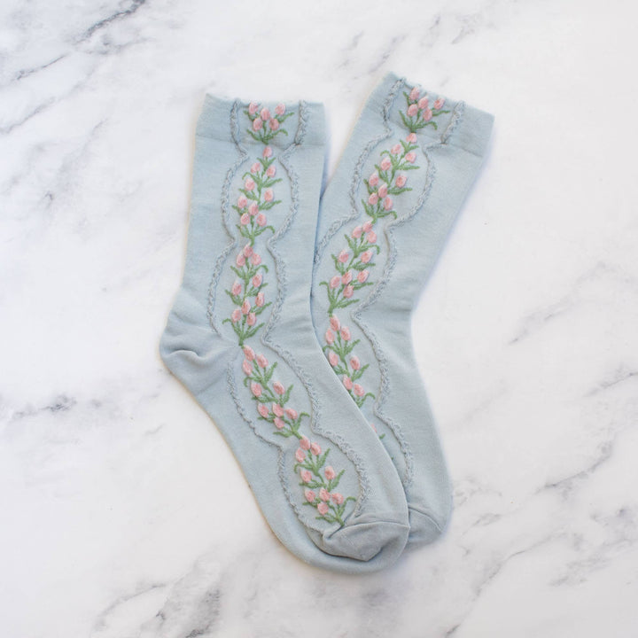 Antique Tulip Socks in Blue
