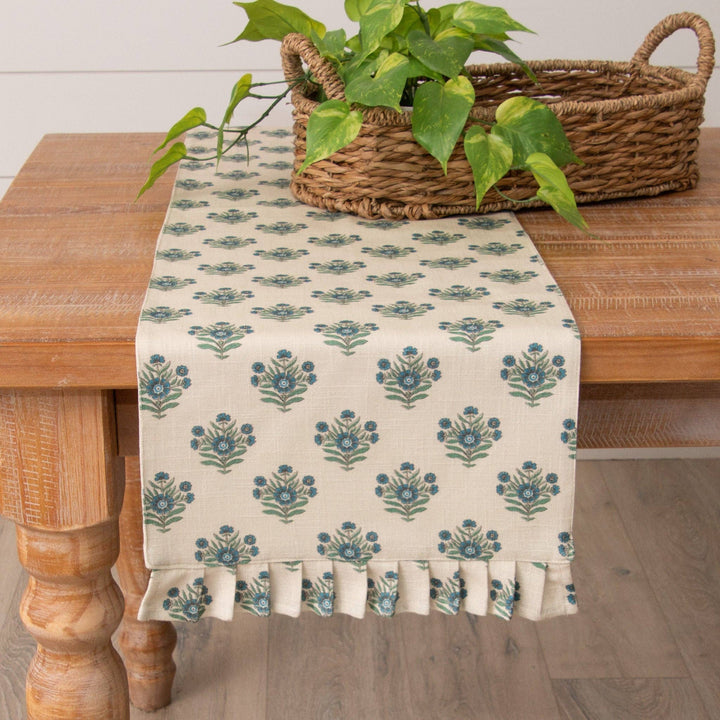 Table Runner - Blue Block Print Silhouette