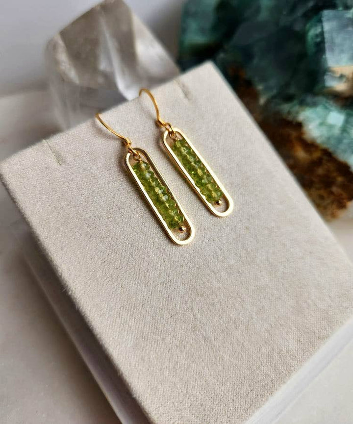 Peridot Gold Peapod Earrings