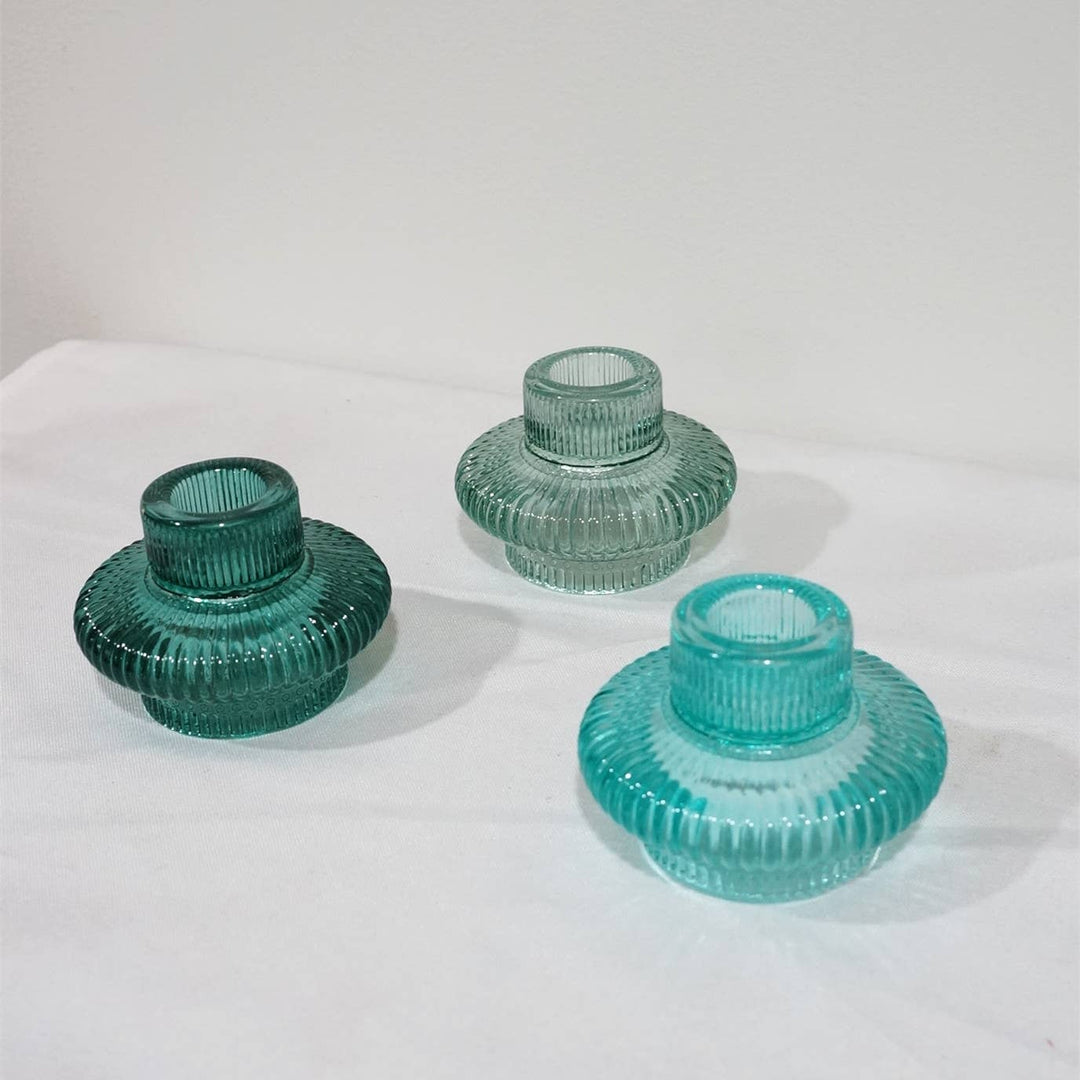 Taper or Tea Light Glass Candle Holder (Multiple Colors)