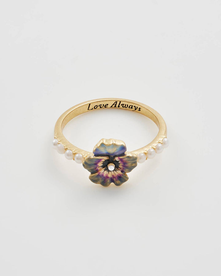 Pansy Pearl Ring, Medium