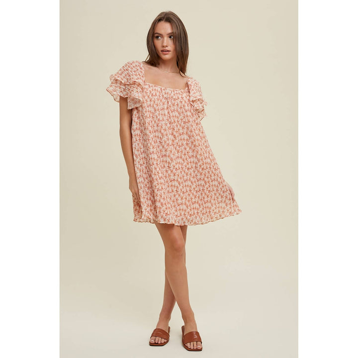 Floral Pleated Mini Dress