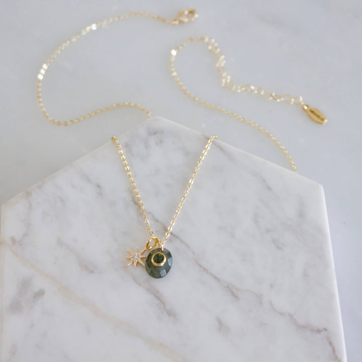 Labradorite With Moss Agate Inlay Star Necklace 