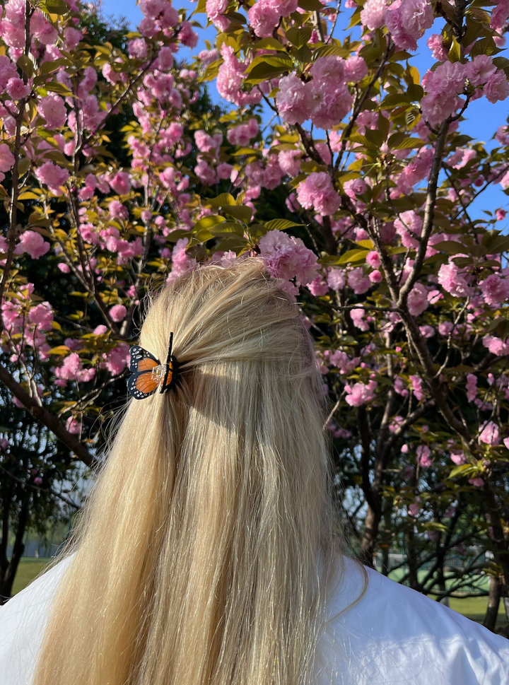 Pink Mini Monarch Hair Clip