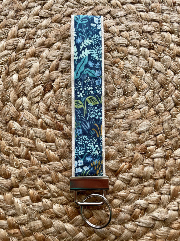Light Blue Wildflower Keychain Wristlet