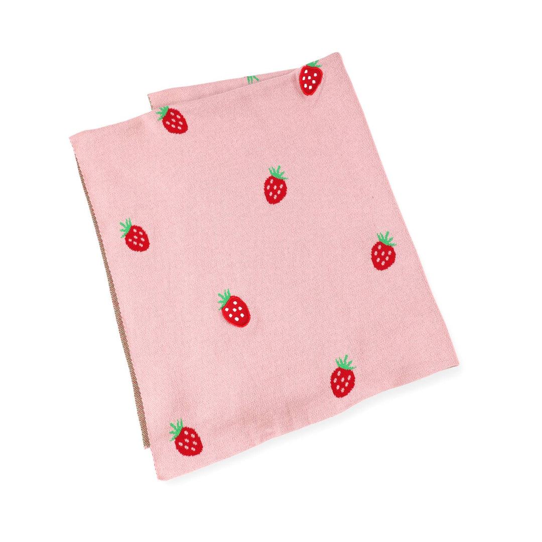 Strawberry Organic Cotton 3D Knit Baby Blanket