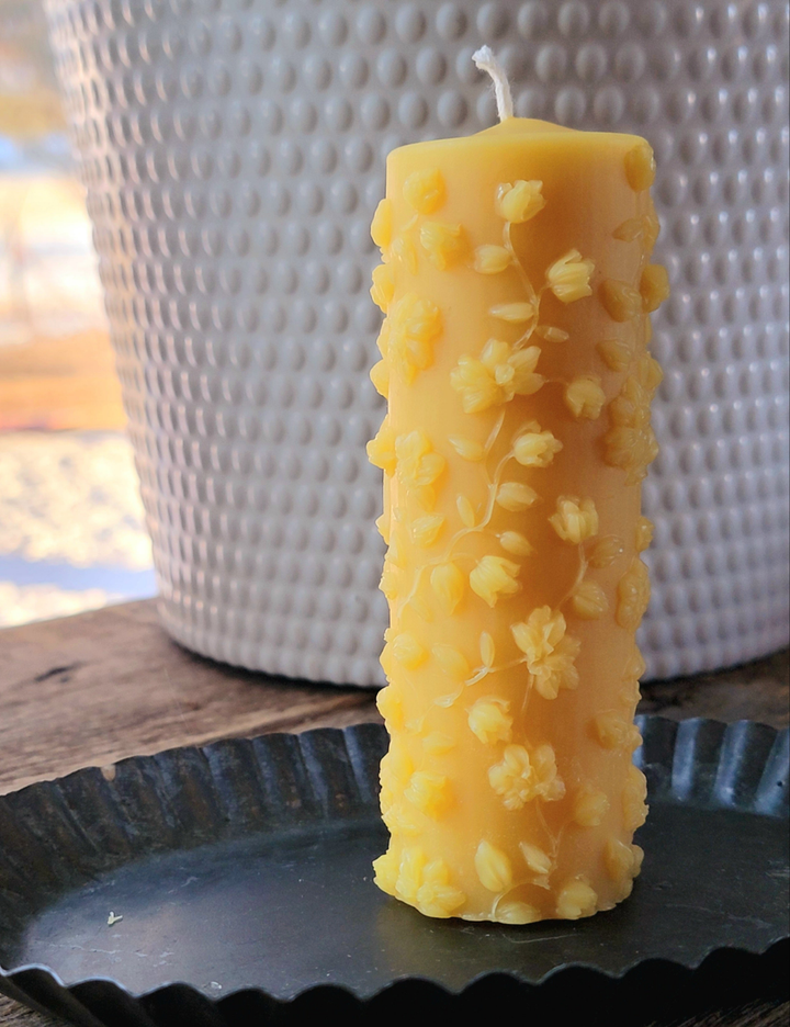 Gardenia Pillar Floral Beeswax Candle