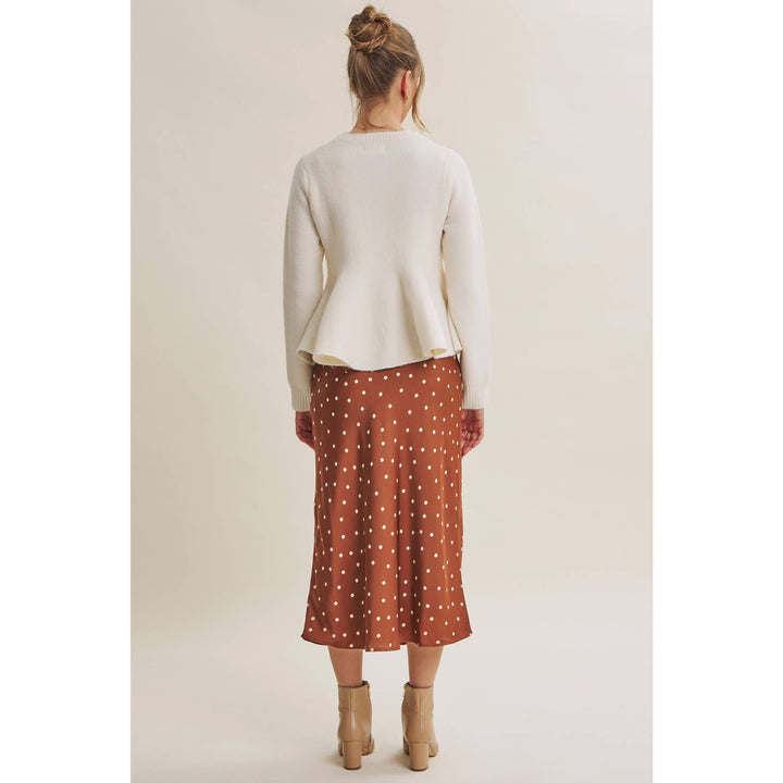 Satin Polka Dot Midi Skirt