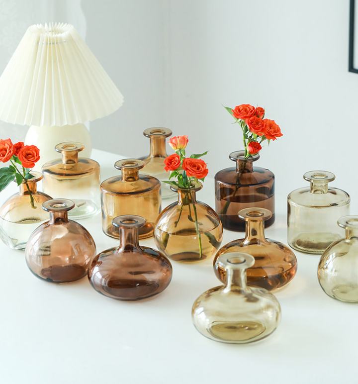 Glass Bud Vases, Round, Multi-color
