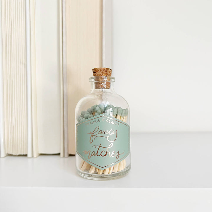Sage Green Matches in a Glass Jar