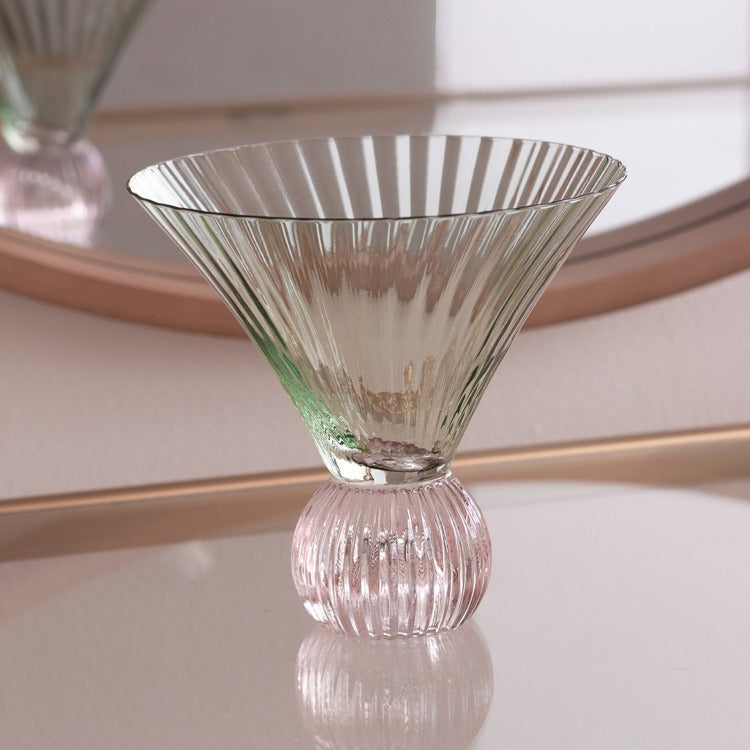 GLASS Venice Martini Set of 4 (Green and Pink)