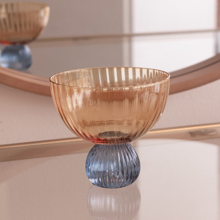 GLASS Venice Coupe Set of 4 (Amber and Blue )