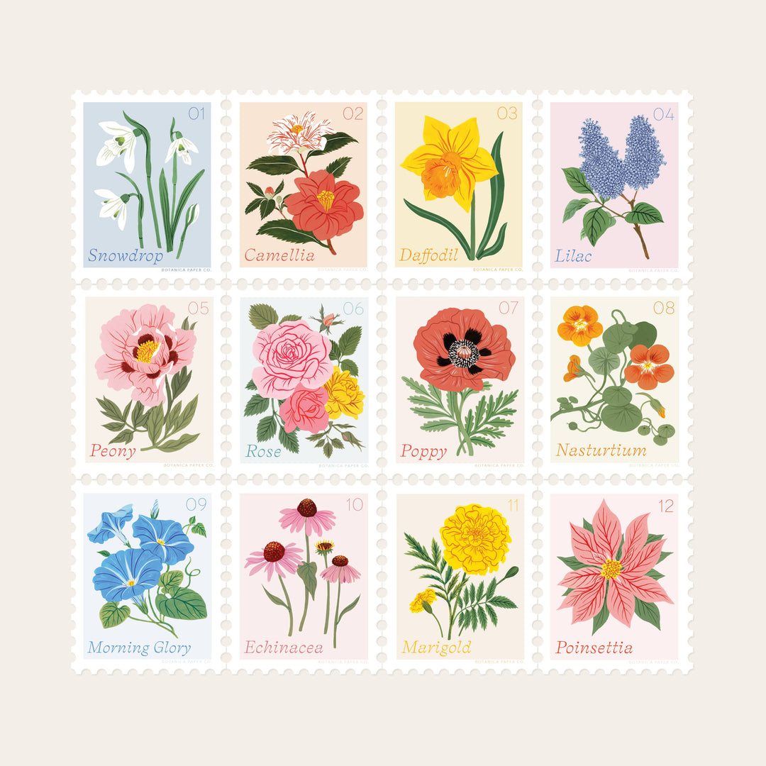 ROSE, JUNE FLOWER | STAMP-STYLE VINYL STICKER