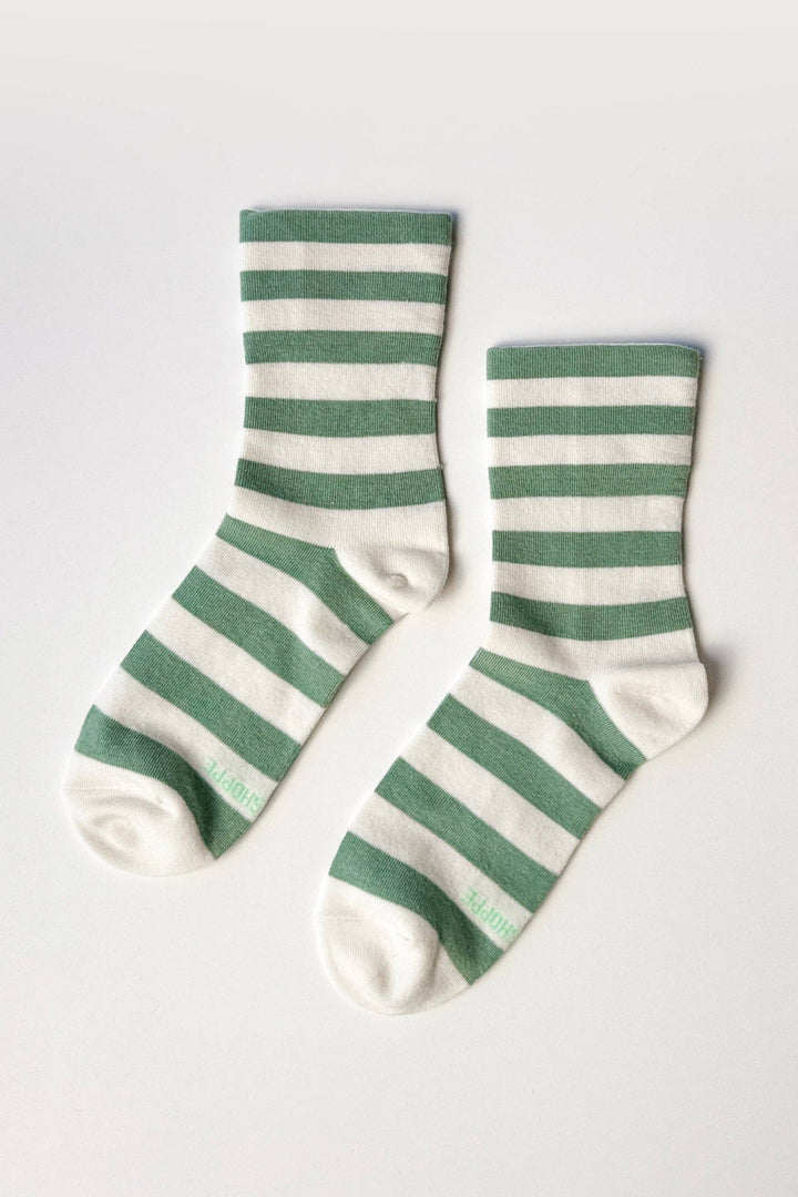 Wide Wally Socks, Matcha Stripe