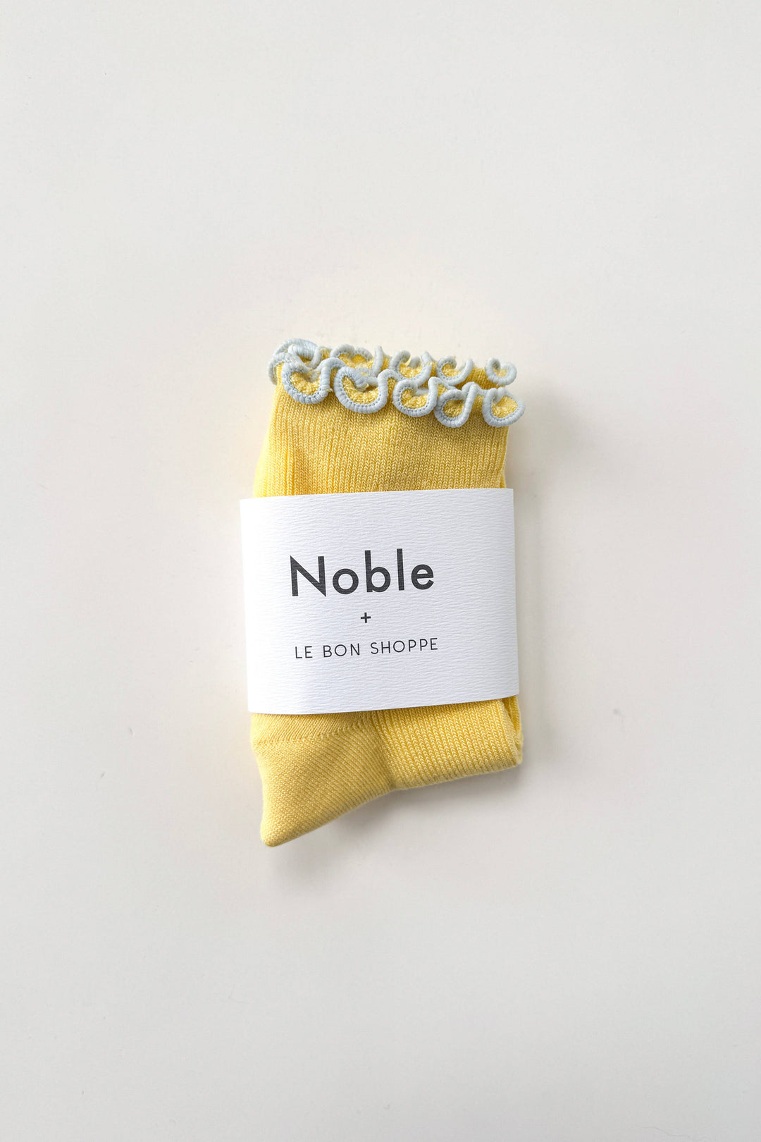 The Petite Ruffled Modal Socks in Butter/Baby Blue