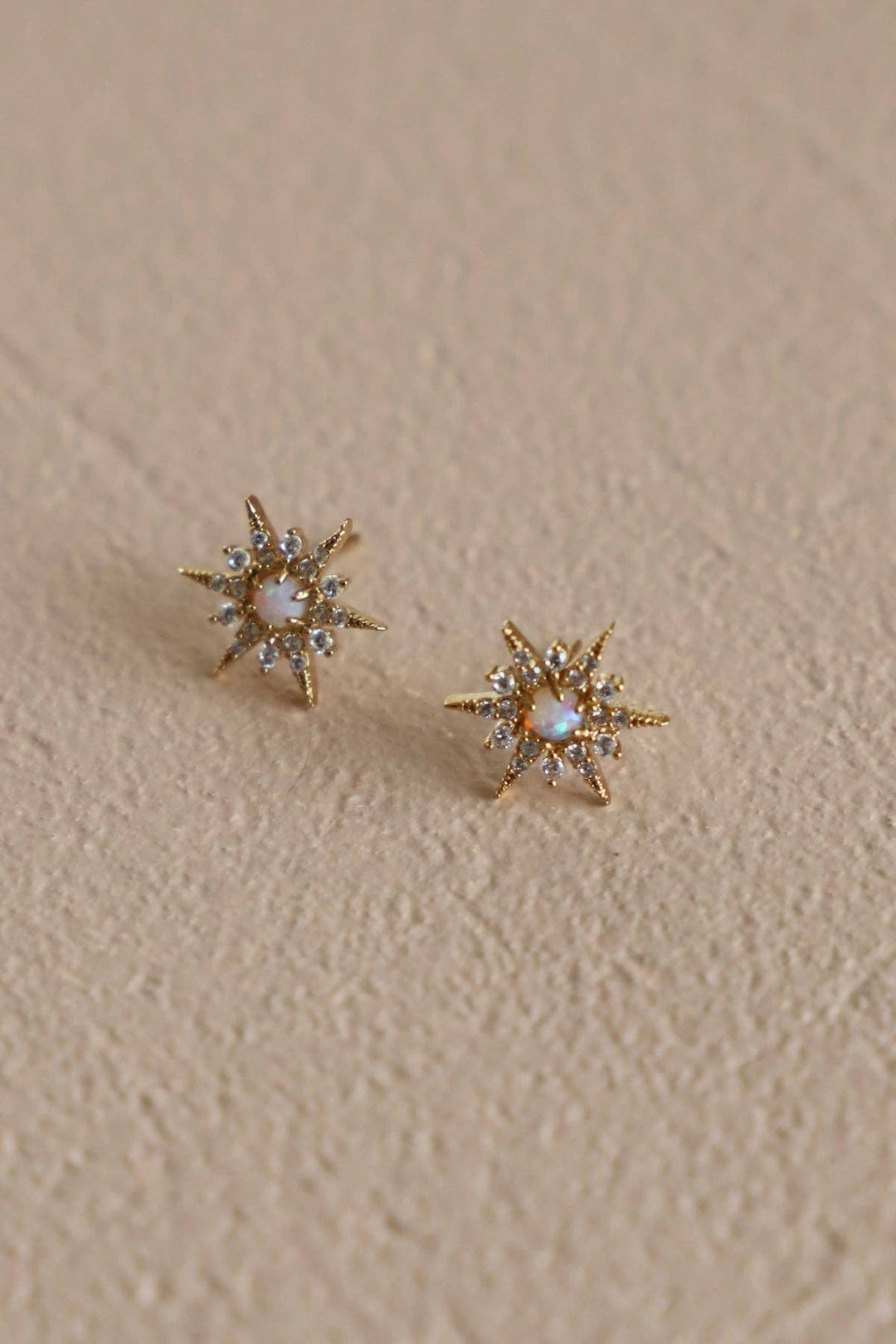 Gold Opal Star Studs