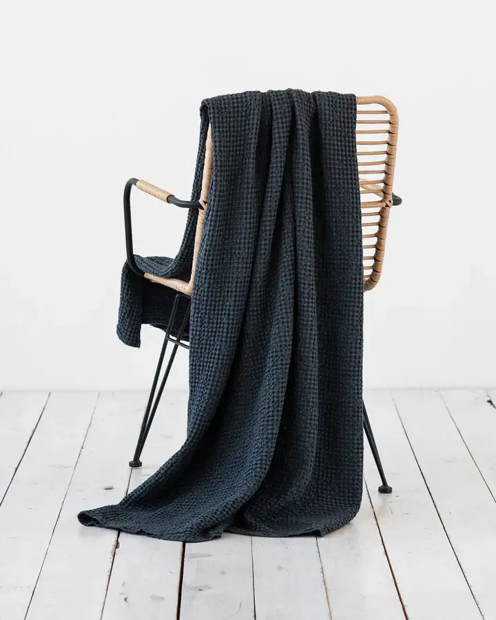Linen Waffle Throw Blanket, 3 Colors