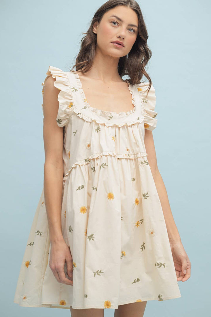 Floral Ruffle Mini Dress in Two Colors