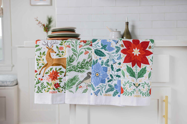 Christmas Poinsettia Tea Towel