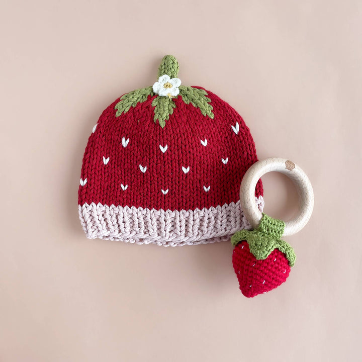 Red Strawberry Crochet Rattle/Teether