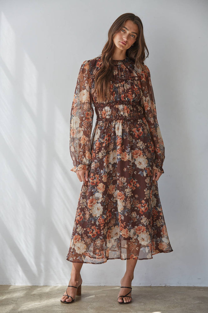 Winter Florals Midi Dress