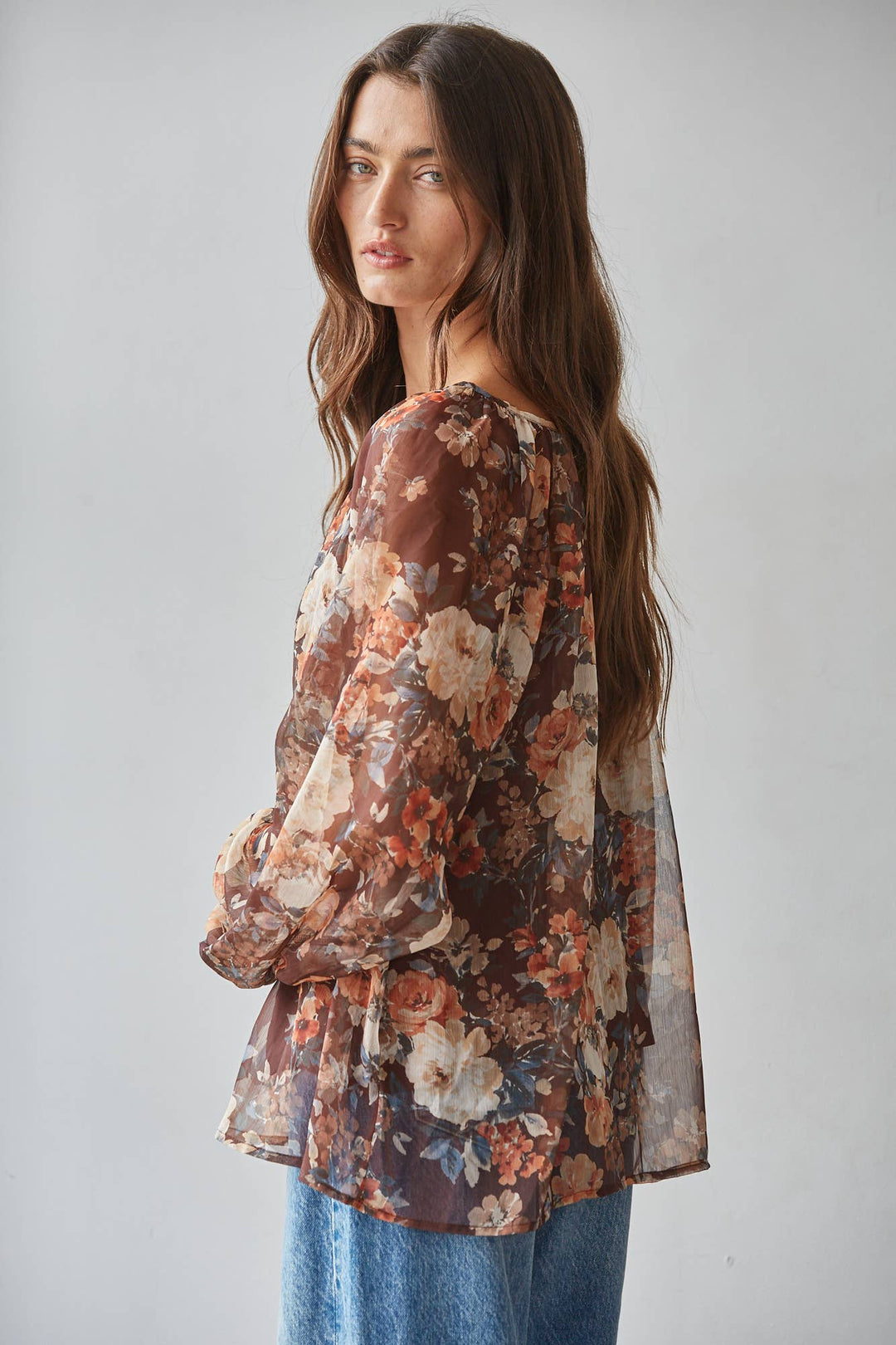 Winter Florals Chiffon Blouse