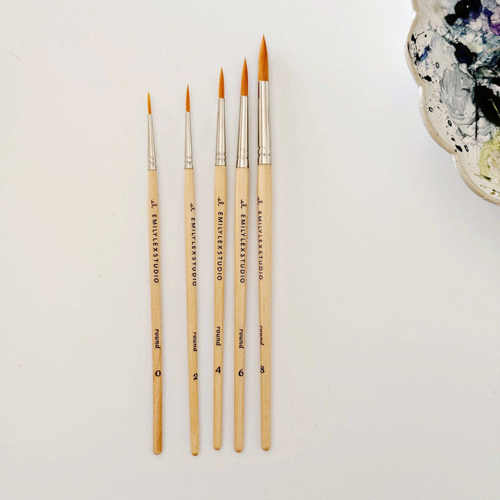 Watercolor Paintbrush Set of 5 Wood Brushes