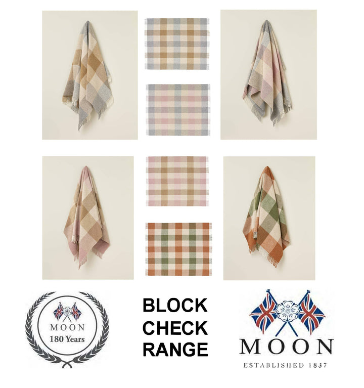 Block Check British Wool Throw, 3 Colors
