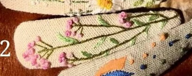 Pink Wildflower Embroidered Barrette