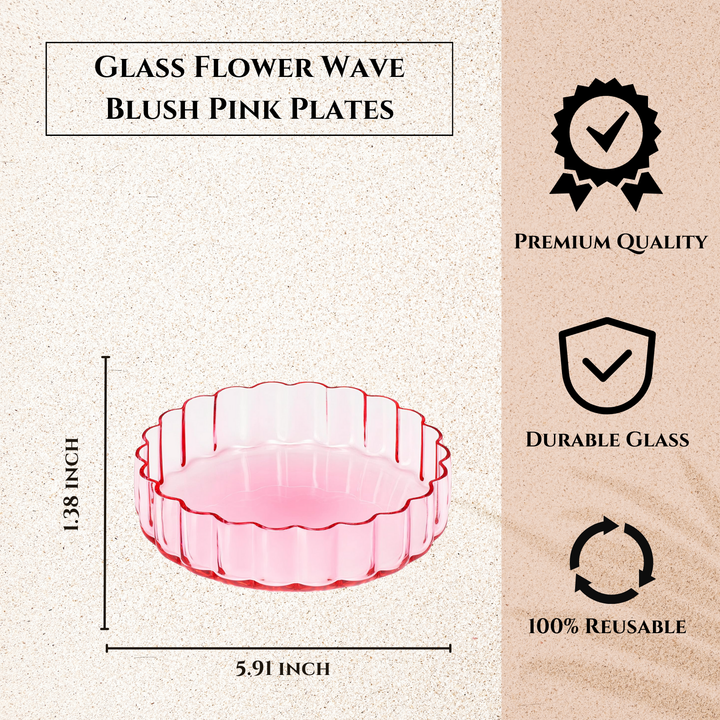Blush Pink Glass Flower Wave, Single Plate