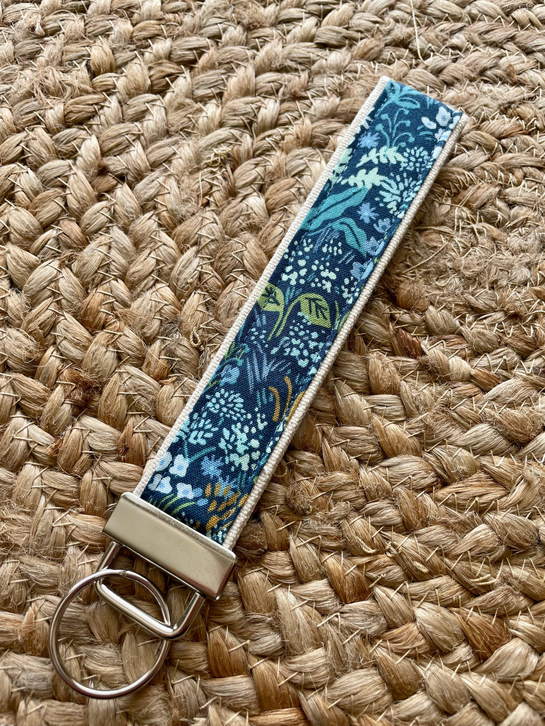 Light Blue Wildflower Keychain Wristlet