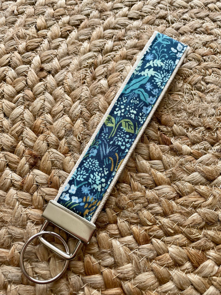 Light Blue Wildflower Keychain Wristlet