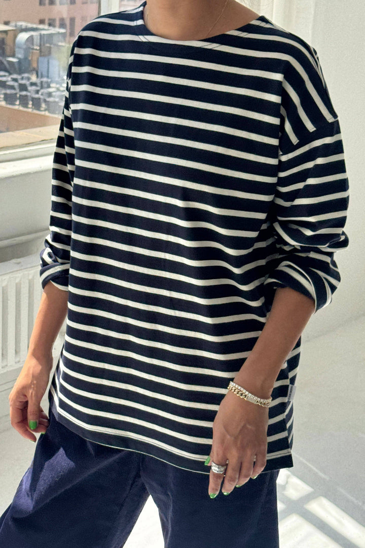 Marseille Top, White Stripe On Navy