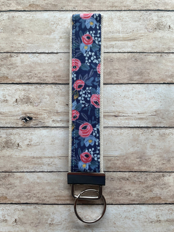 Blue Rosa Keychain Wristlet
