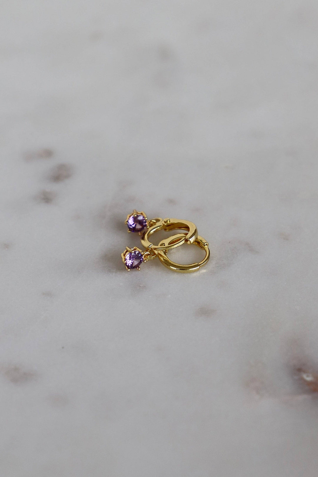 Round Birthstone Huggies