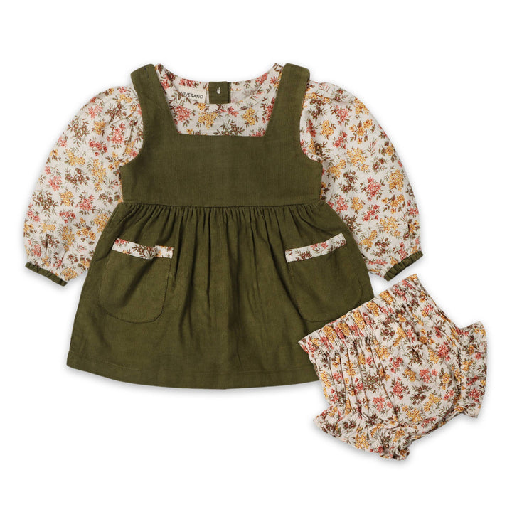 Lilith Floral Baby Pinafore Dress & Bloomer