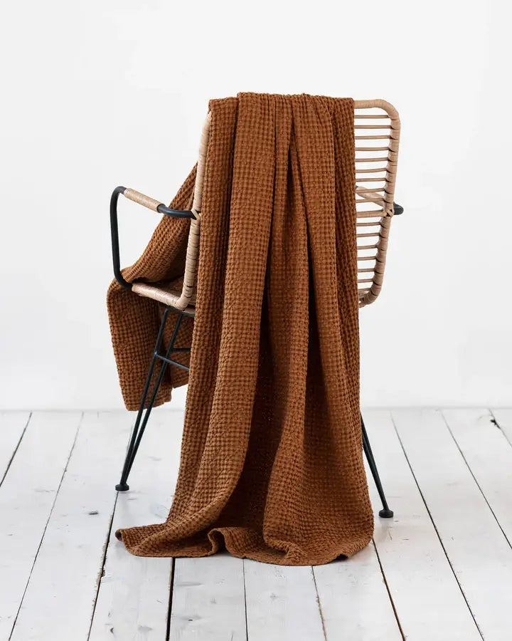 Linen Waffle Throw Blanket, 3 Colors