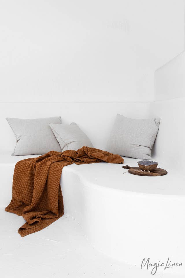 Linen Waffle Throw Blanket, 3 Colors