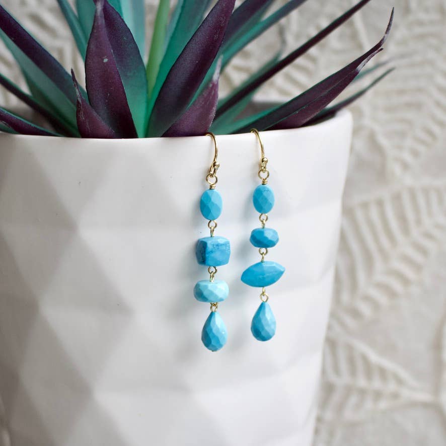 Semi-Precious Mismatched Earrings in Carnelain/Pink