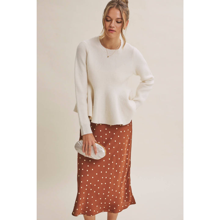 Satin Polka Dot Midi Skirt